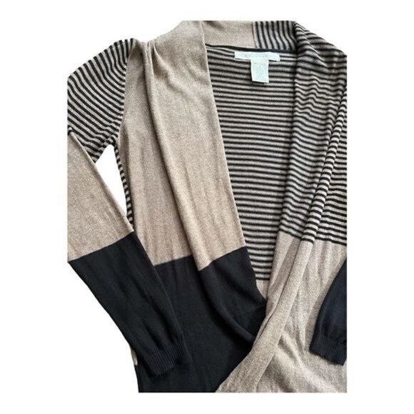 Max Studio strip/block cross over/wrap front cardigan sweater women M - Picture 6 of 13